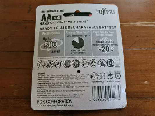 12 x Fujitsu AA Rechargeable Batteries 2450mAh