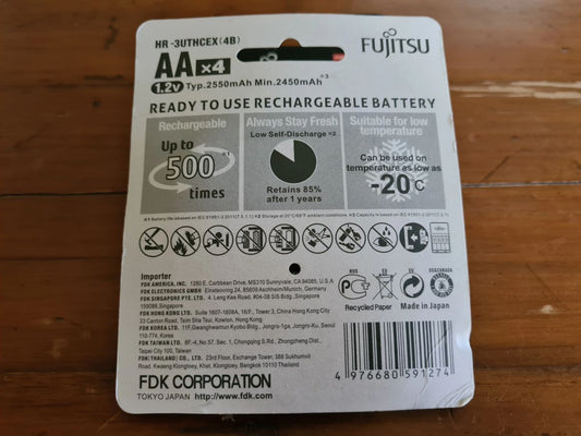 4 x Fujitsu AA Rechargeable Batteries 2450mAh